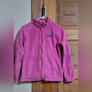 Columbia Fleece Jacket Youth Girls Size XL Pink Full Zip High Neck Pockets Full